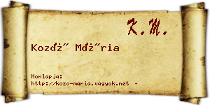 Kozó Mária névjegykártya